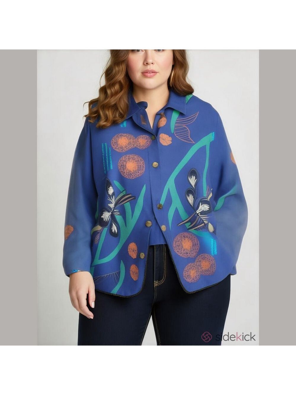 Women's Alex Kim Jacket Size 1X Blue Multi-color